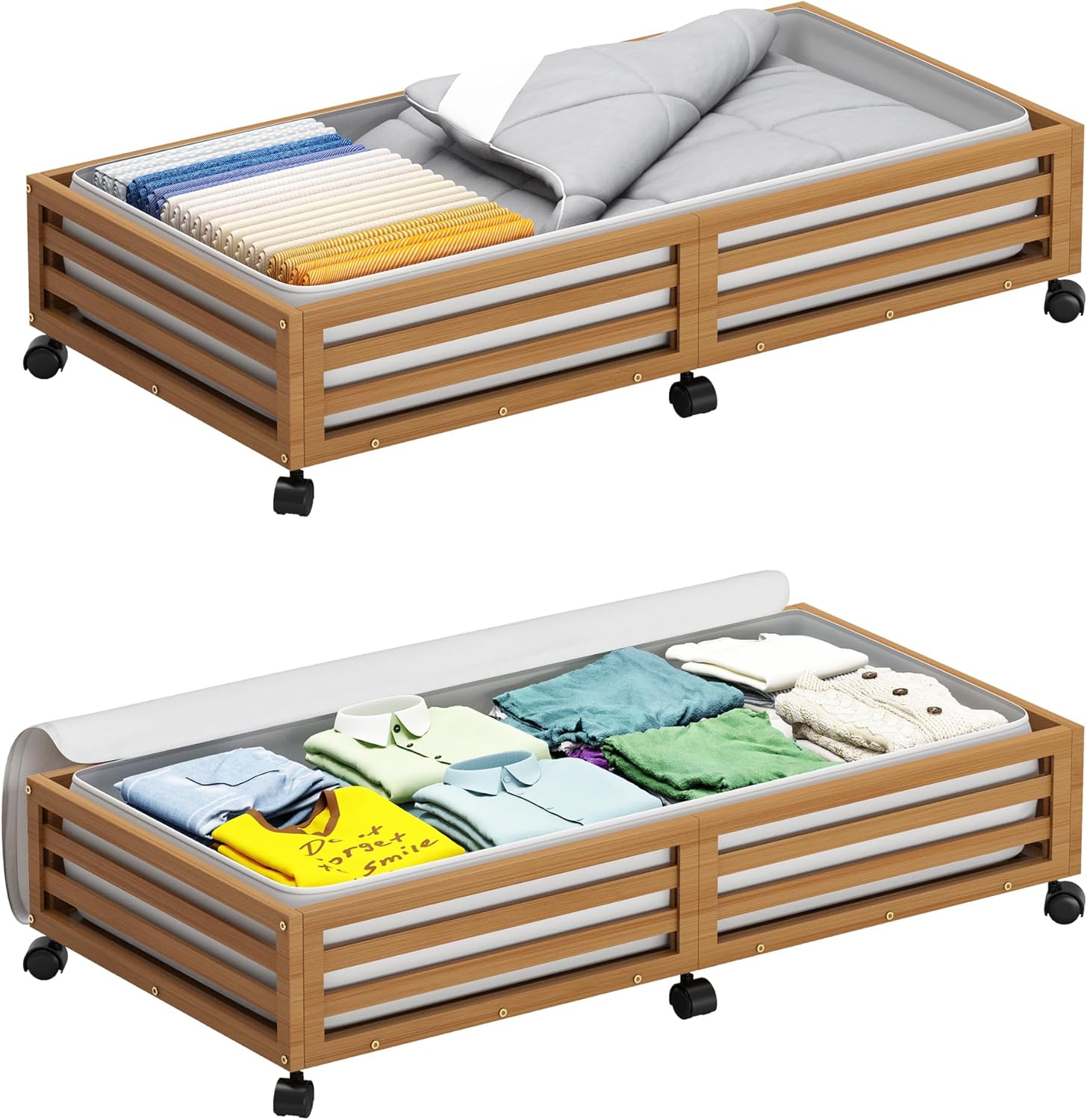 Shoe Bag Dust - Bamboo Under Bed Storage Containers with
