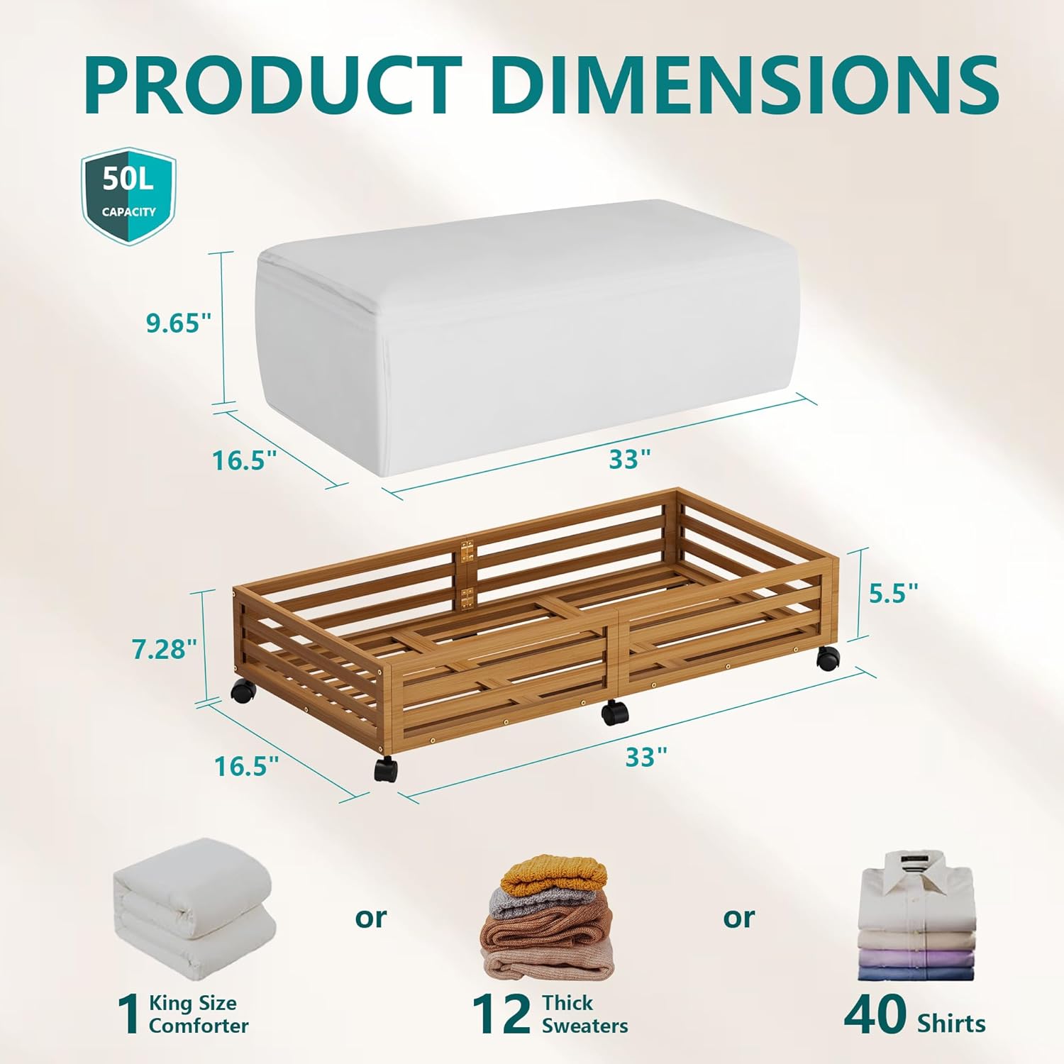 Bamboo Under Bed Storage Conta - Shoe Bag Dust 评论和价格