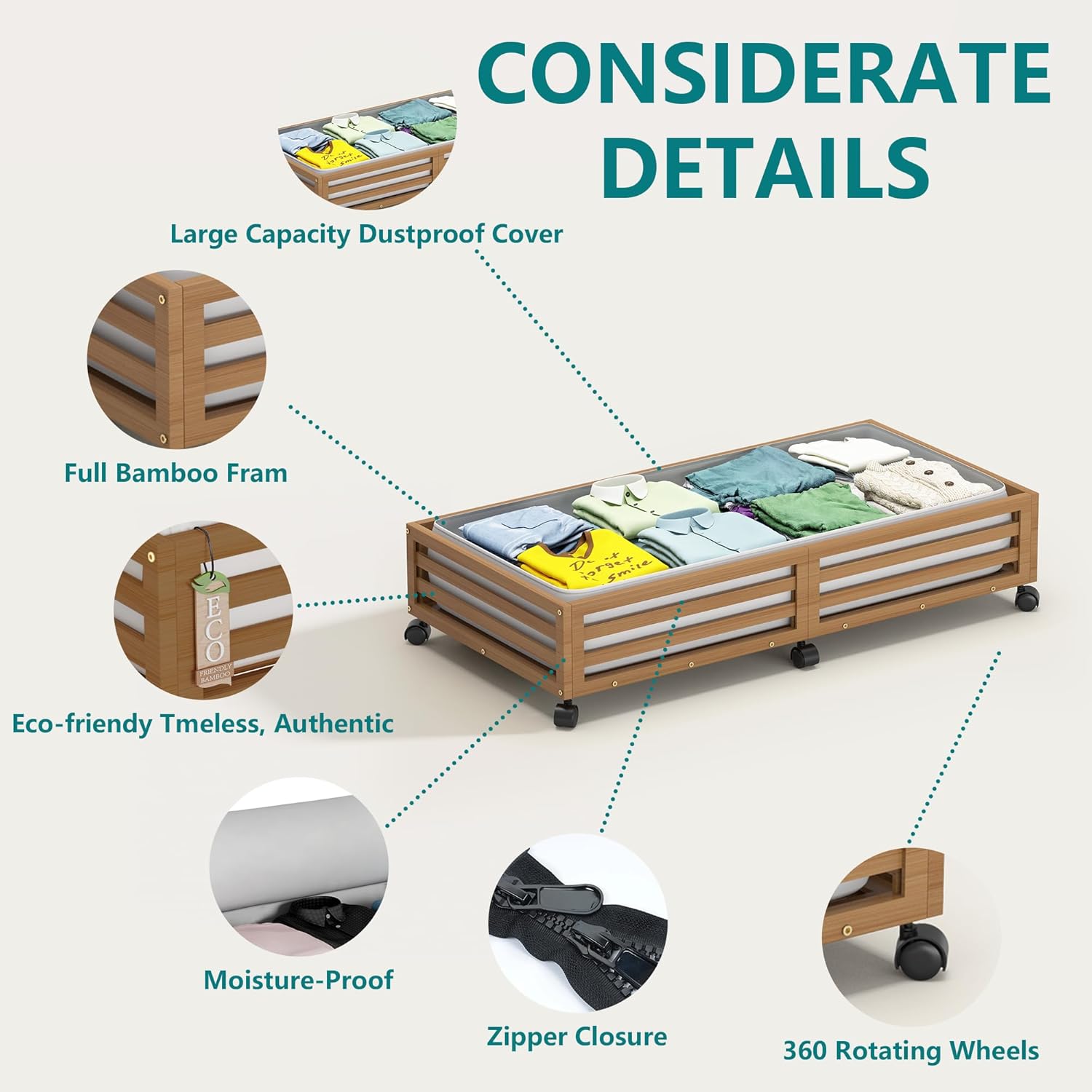 Bamboo Under Bed Storage Conta - Shoe Bag Dust 评论和价格
