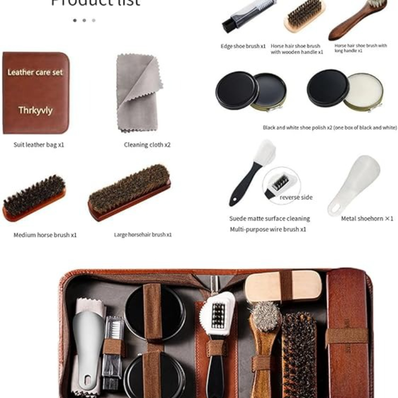 Horse Hair Brush Leather Shoe  - Sneaker Care Set 评论和价格